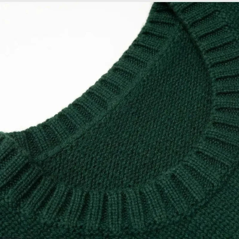Cartoon Teddy Bear Knitted Embroidery Pullover Women 2025 New Autumn Round Neck Female Knitted Sweater Casual Womens Tops