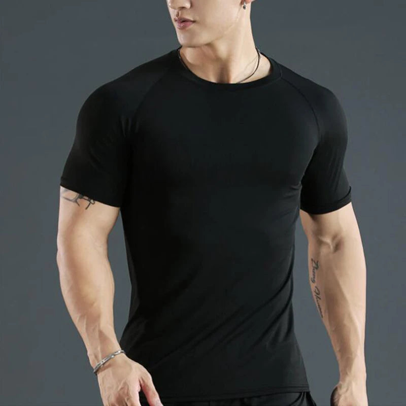 T Shirt Fitness Tight Short Sleeve Tshirt Training Jogging Shirts Gym Sportswear Quick Dry Rashgard