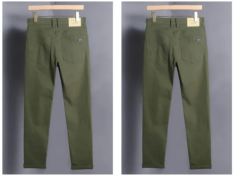 Men's Clothing Slim Jeans Fashion Brown Business Casual Stretch Denim Pants Male Brand Trousers