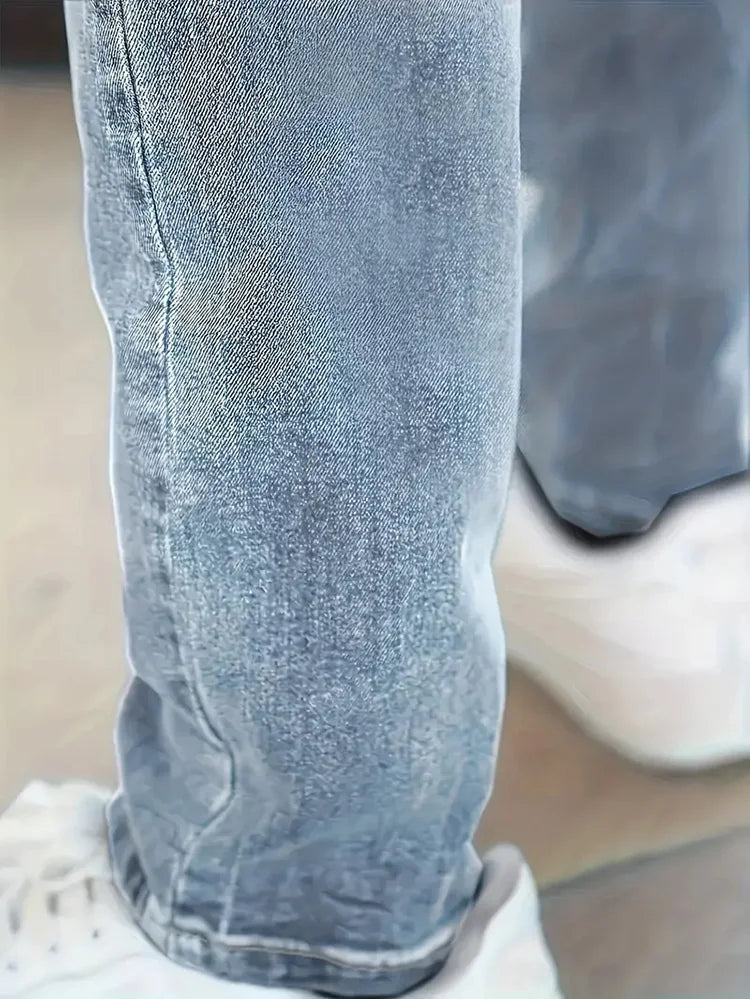 Men's Slim Four-Season Washed Fashion Jeans Stretch Slim Fit Light Blue Gray Black Casual Denim Pants