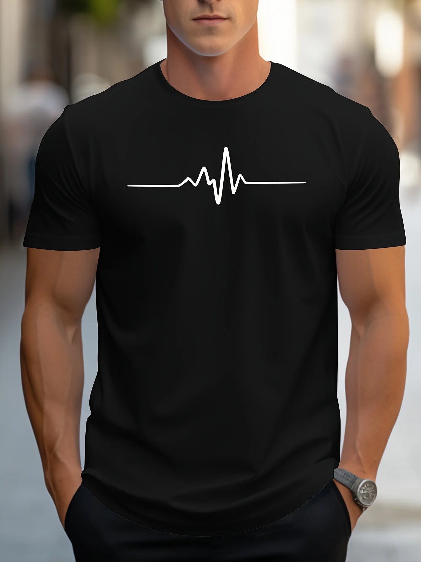 Men Short Sleeve cotton summer loose size Creative Graphic printed slim fit casual sports round neck short sleeved T-shirt top