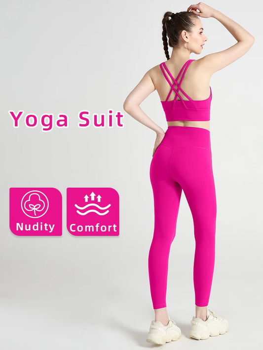 Legging  2 Piece Yoga Clothes Women's Tracksuit Quick Dry Set Breathable Fitness Suit Fitness Clothing Sports Bra Leggings Suit