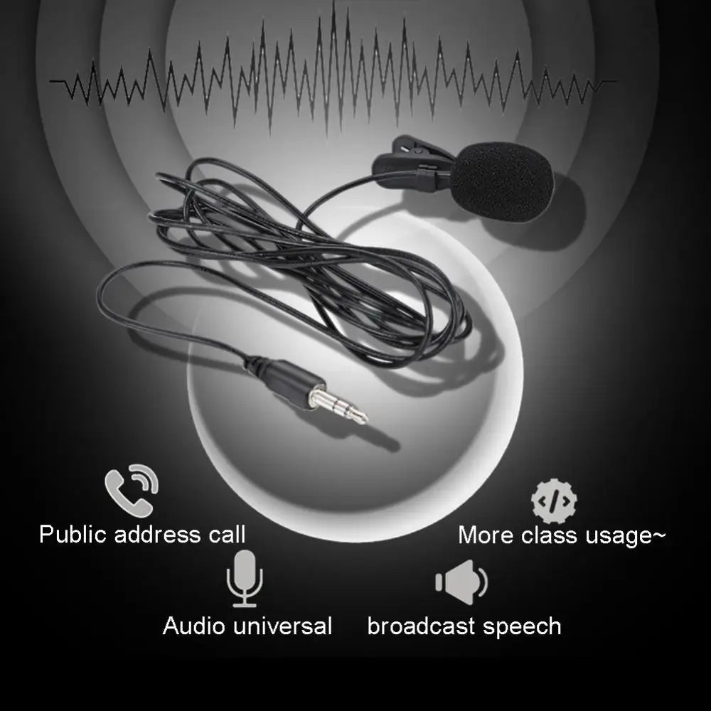 AUBESS  3.5 mm Microphone Clip Tie Collar for Mobile Phone Speaking in Lecture 1.5m Bracket Clip Vocal Audio Lapel Microphone