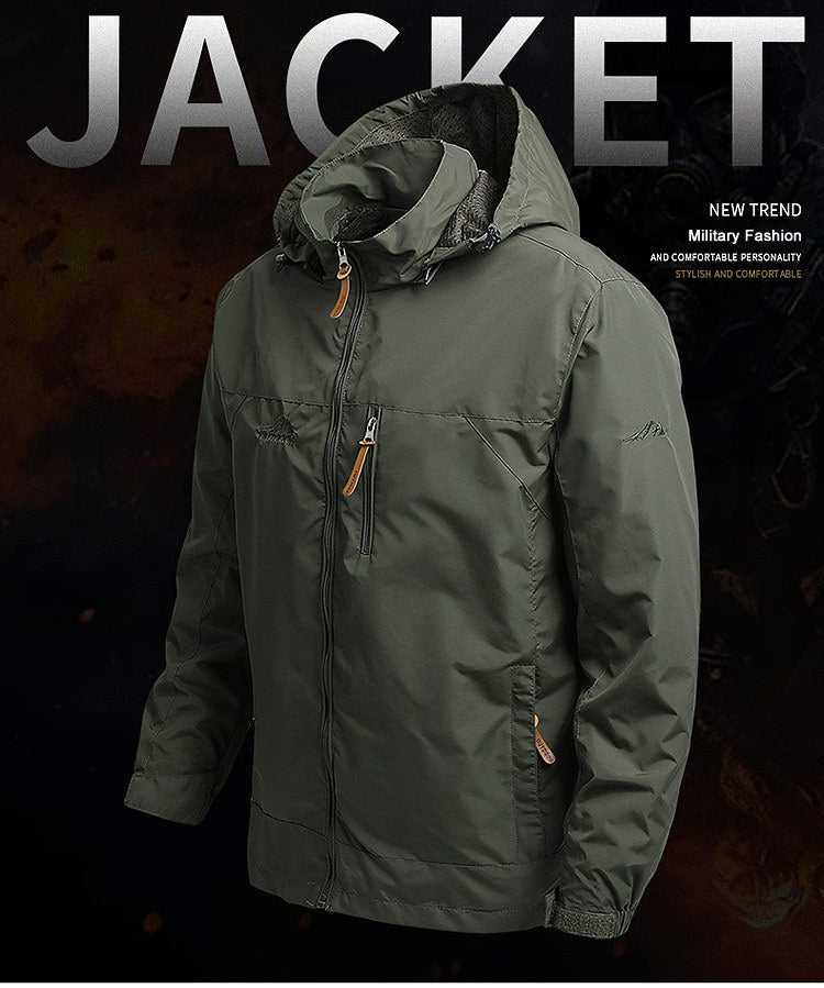 JUMPER Windbreaker Men Tactical Jacket Waterproof Outdoor Hooded Coat Sports Military European Size S-5XL Field Climbing Thin Outwear