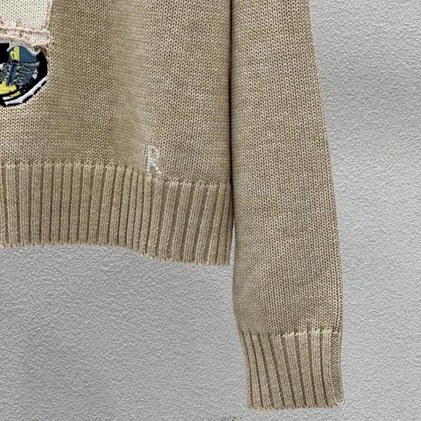 Loose Fit round Ne Knitted Sweater Cotton Bear Cartoon Design Casual Sle Women's Faion Autumn Winter Wool Blend Top