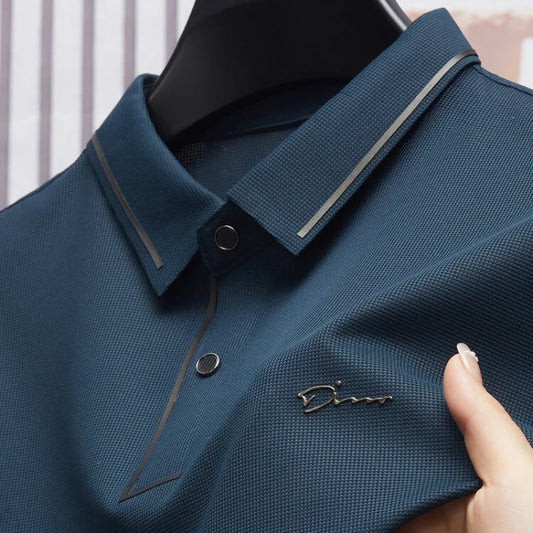 Polo Shirt Seamless Premium Luxury Cool Fabric Business Casual Golf Slim Fit Blouse Collar T-shirt