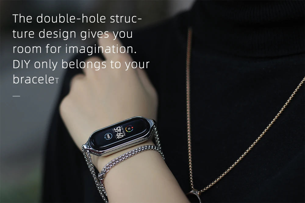 Necklace for Mi Band 10 9 8 7 6 5 4 3 Smart Bracelet Strap for Mi Band 9 Metal Wristband for Mi Band 7 6 Hanging Neck Decoration