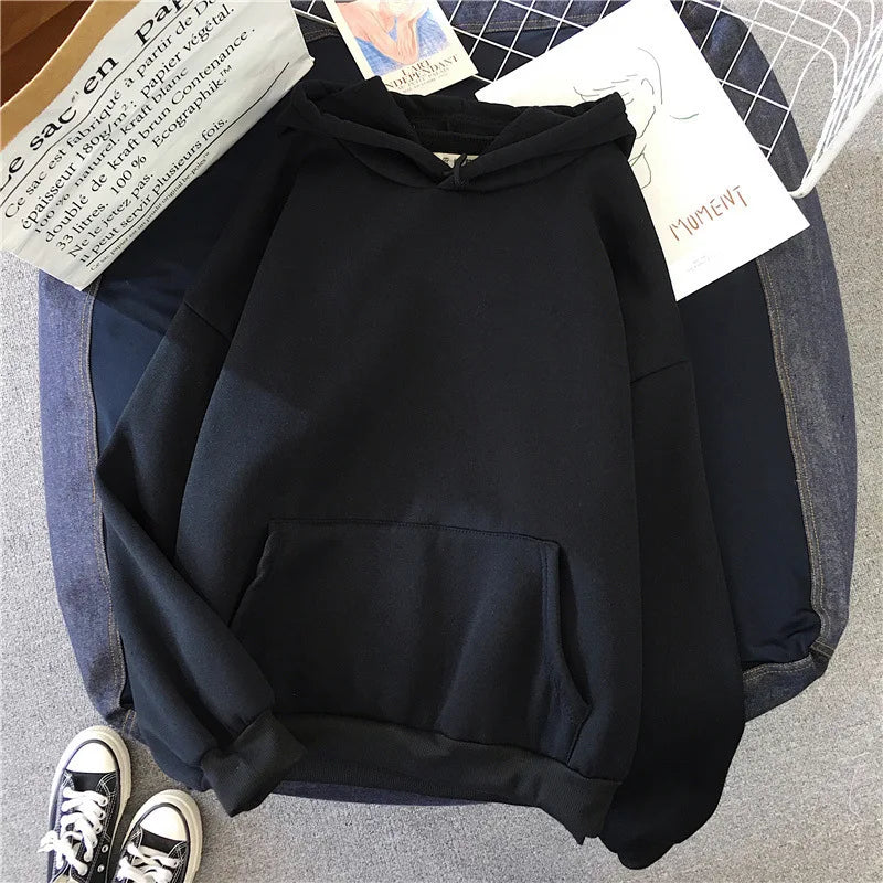 Hoodies Women Casual Solid  Comfortable Strecth Sweatshirts Loose Pocket Warm Clothes Fashion Street Female Pullovers