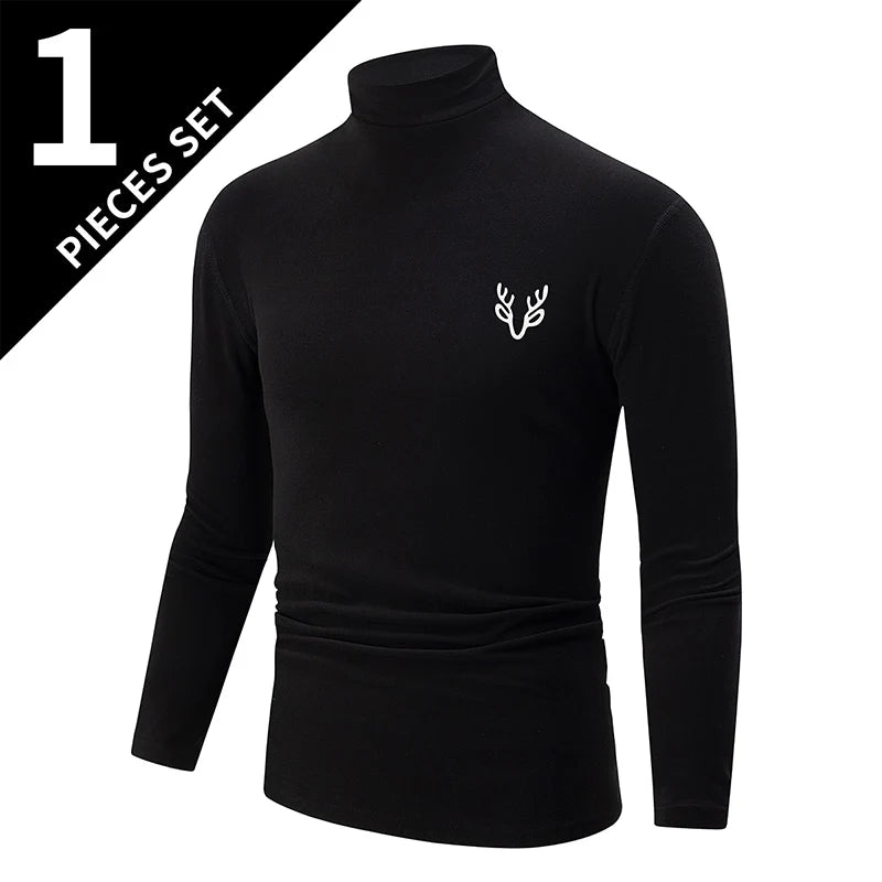 T-shirts 1/3 Pcs Men's White BottoMing Small Turtleneck Shirt In Autumn And Winter Casual Joker Fashion Long Sleeve T-Shirt Teenagers War