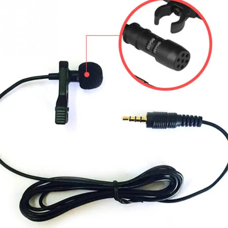 AUBESS  3.5 mm Microphone Clip Tie Collar for Mobile Phone Speaking in Lecture 1.5m Bracket Clip Vocal Audio Lapel Microphone