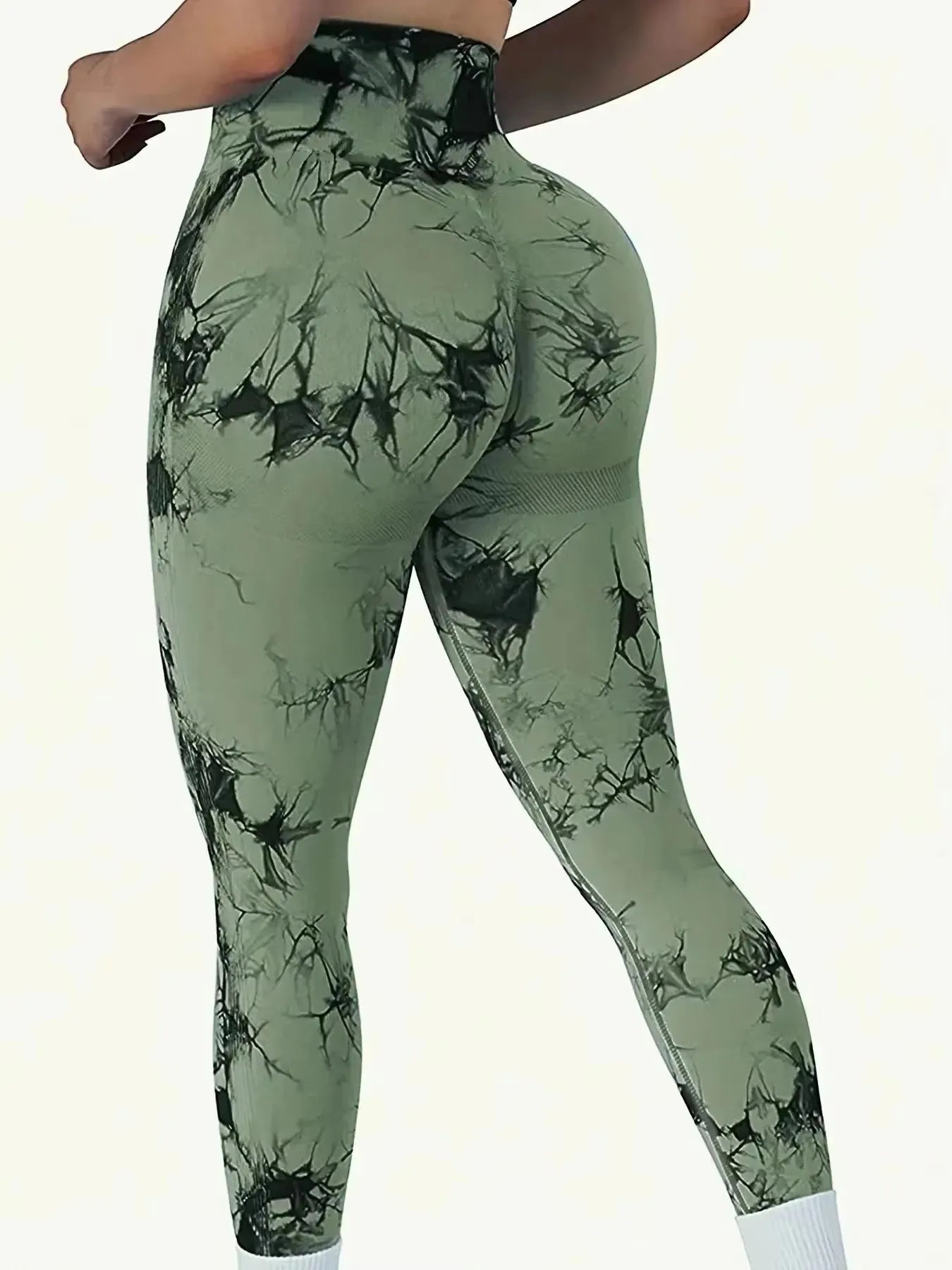 Leggings Tie Dye Seamless Leggings for Women High Waist Yoga Pants Scrunch Butt Lifting Elastic Tights Wide Waistband Sports Leggings