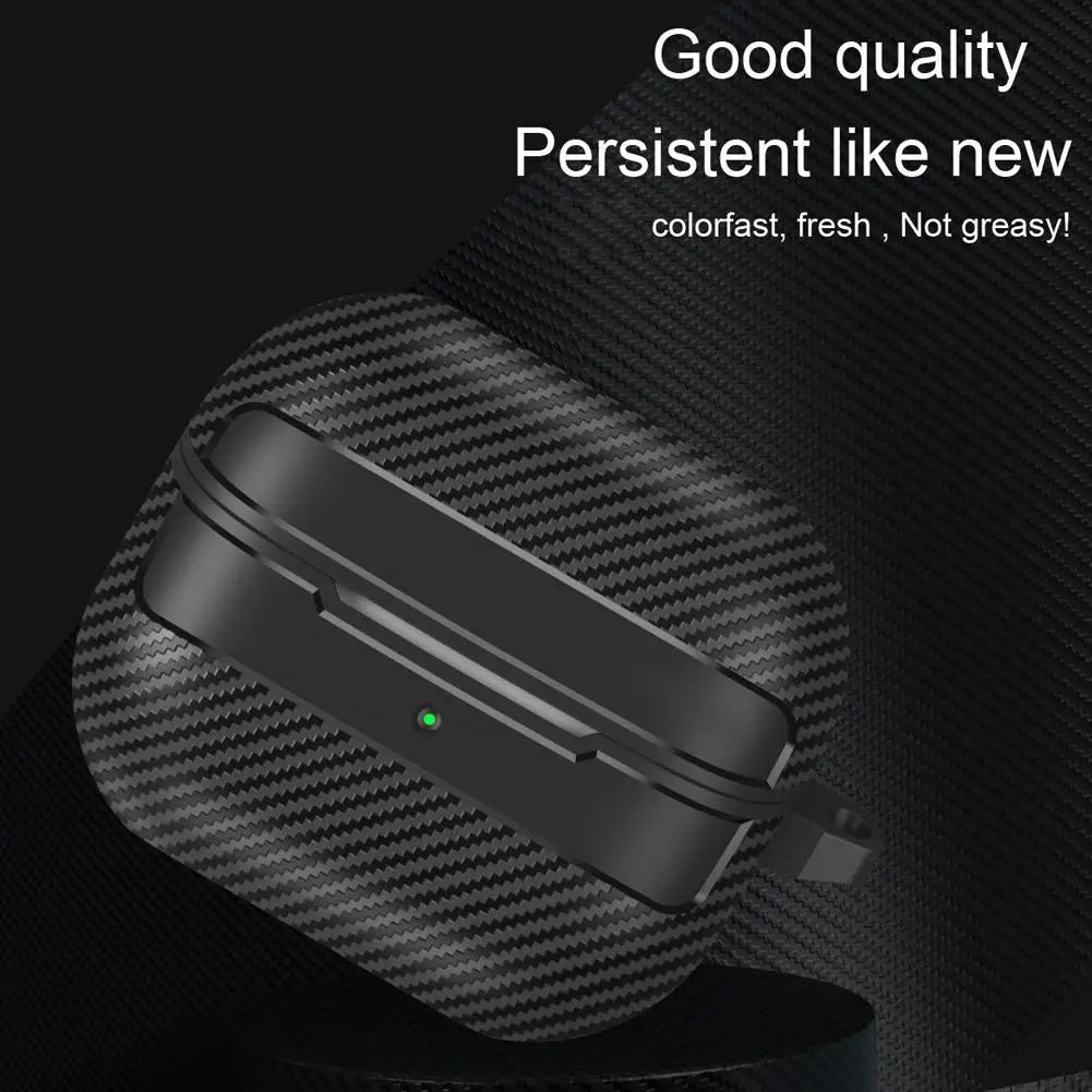 For Samsung Galaxy Buds 3 Pro Case Carbon Fiber Texture Pattern Case Shockproof Protective Soft Silicon Case With Keychain