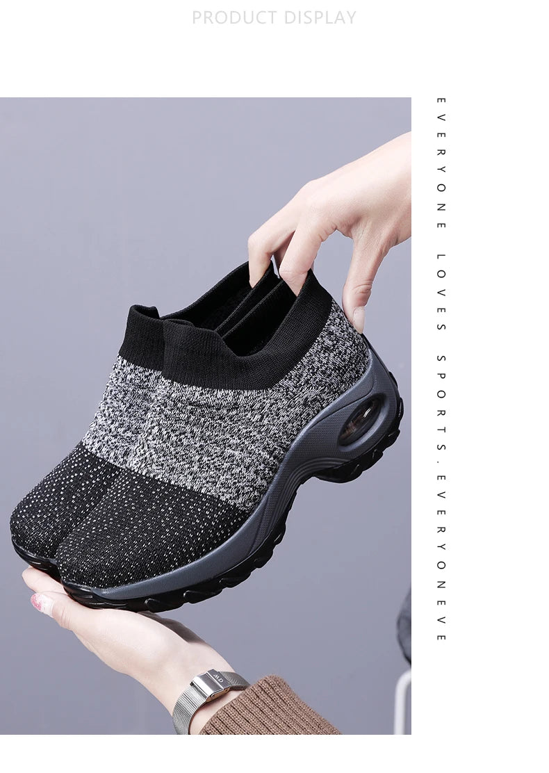 Women Sneakers Fashion Breathable Walking Mesh Platform Shoes Sneakers for Women Gym Vulcanized Shoes Black Female Footwear