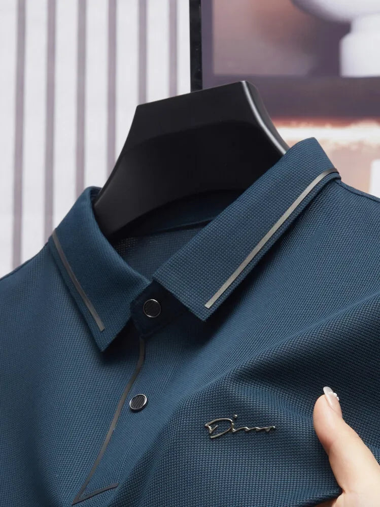 Polo Shirt Seamless Premium Luxury Cool Fabric Business Casual Golf Slim Fit Blouse Collar T-shirt