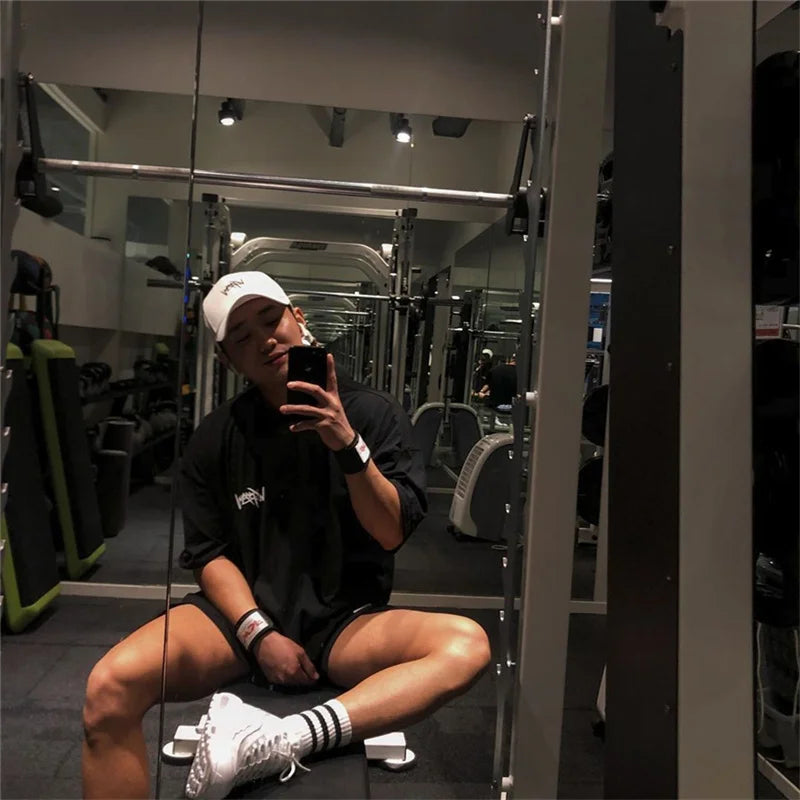 T-shirts Collar  sports  Oversize Cotton Summer Tee Training running shirt Man Streetwear Half Sleeve men T-shirt