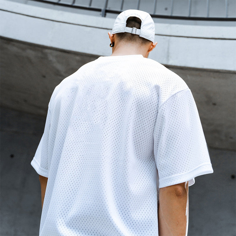 Men Short Sleeve Oversized Loose Men's Casual Sport T-Shirt Gym Bodybuilding Fitness Short Sleeve Shirt Summer Mesh Quick Dry Breathable Clothing