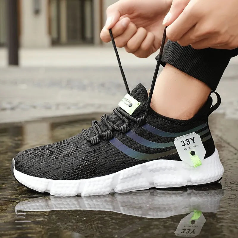 Sneakers Men Casual Sport Shoes Breathable Lightweight Sneakers Outdoor Mesh Black Running Shoes Athletic Jogging Tenis Walking Shoes
