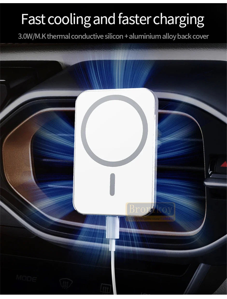 15W Magnetic Wireless Car Charger Air Vent Phone Holder Stand 15W Fast Charging Car Mount For iPhone 16 15 14 Plus 13 12 ProMax