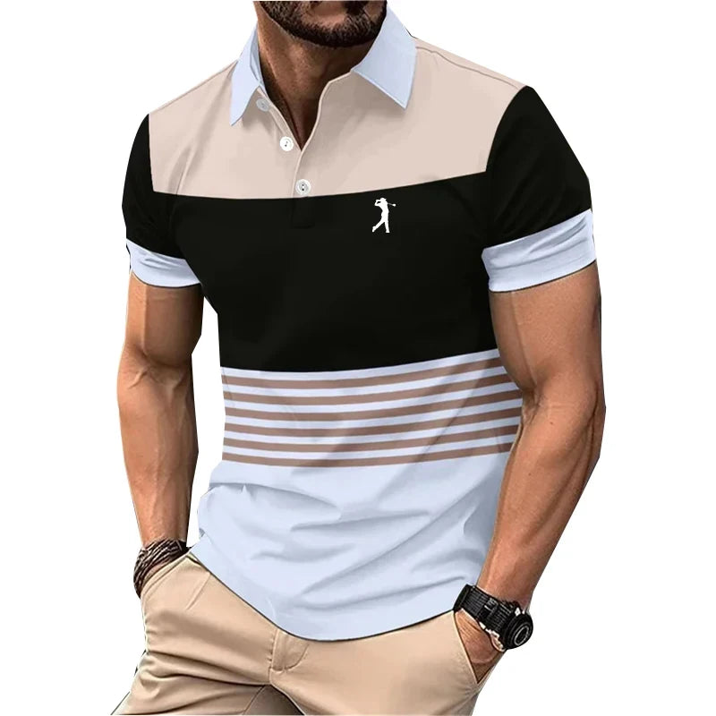 Polo Shirt Men Short Sleeve Casual Golf Polo Shirt