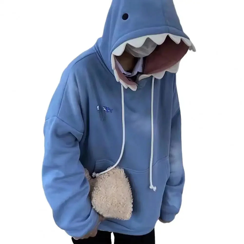 Hoodies Women  New Funny Shark Patchwork Hoodies Men and Women Kawaii Sweatshirt Fashion Casual Pullover School Oversized Clothes