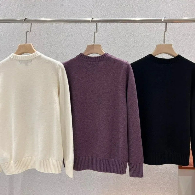 European Style Luxury Loose O-Neck Bear Pullover Women Autumn Winter Fashion Womens Tops Casual Ladies Knitted T-shirt Sweater