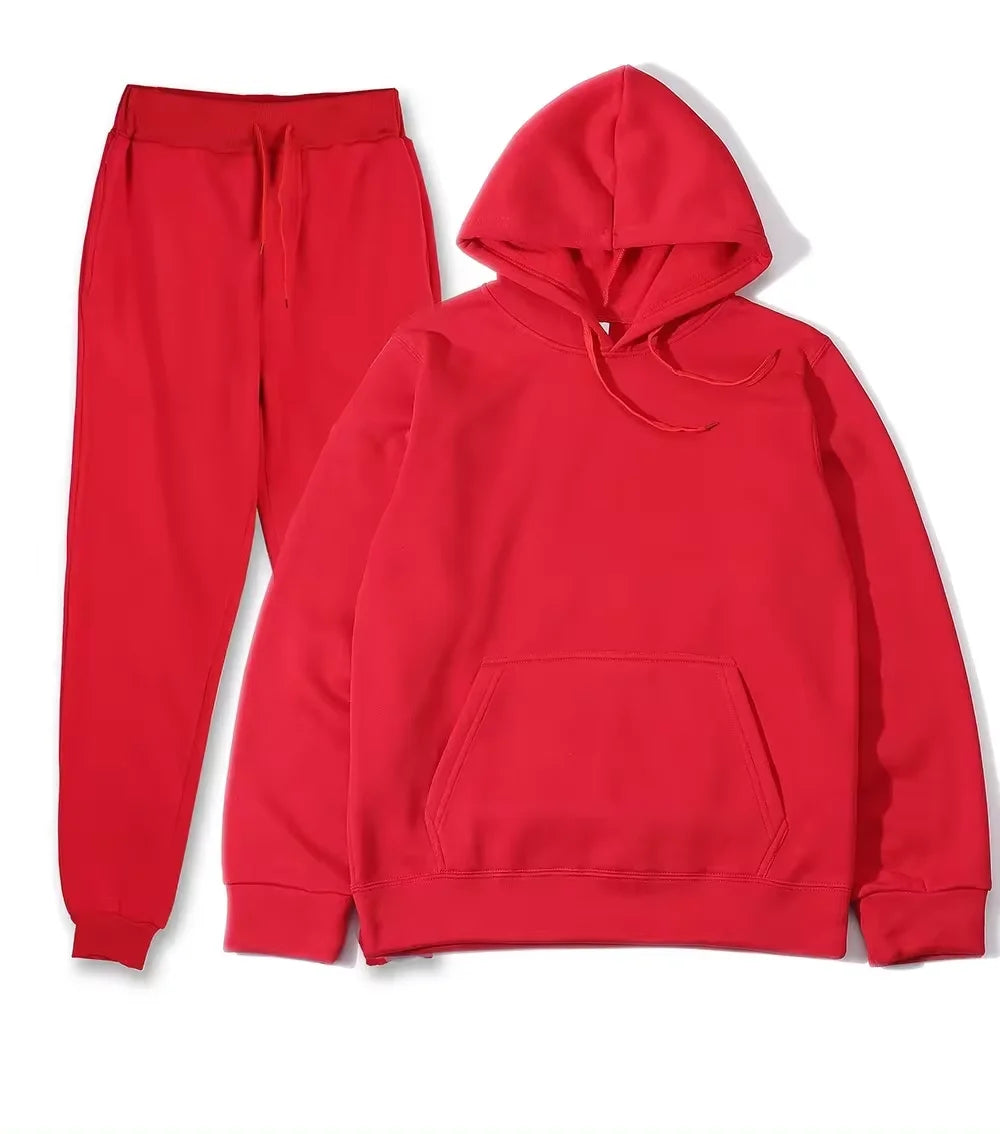 Trend Casual Fashion Thickened Long-sleeved Sweater Pants Two-piece Cap Suit Men Women