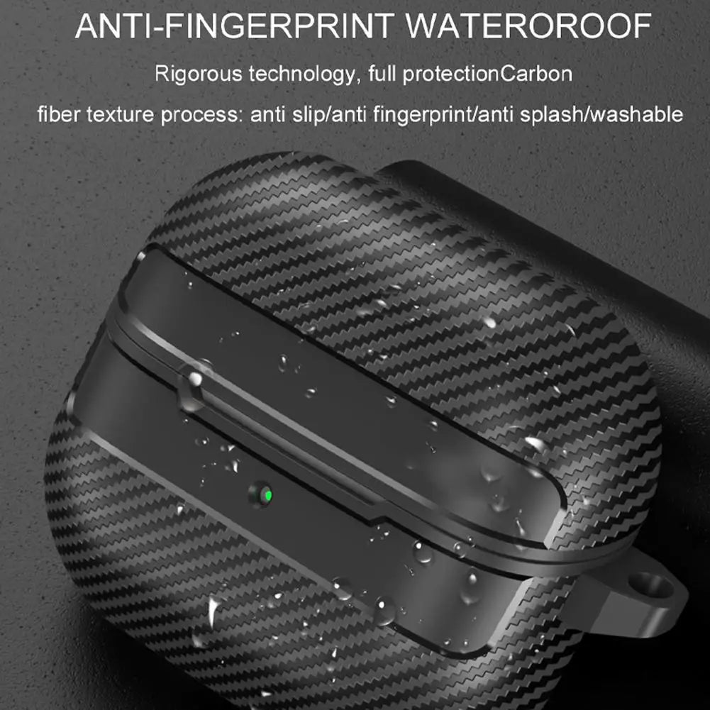 For Samsung Galaxy Buds 3 Pro Case Carbon Fiber Texture Pattern Case Shockproof Protective Soft Silicon Case With Keychain