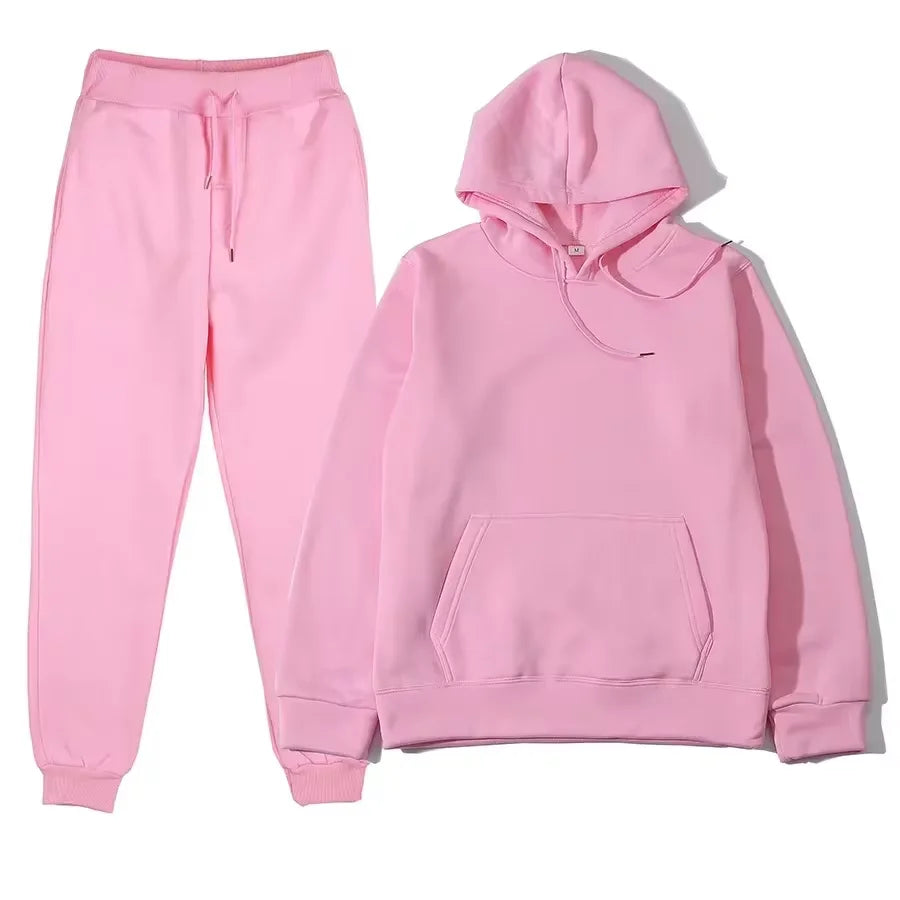 Trend Casual Fashion Thickened Long-sleeved Sweater Pants Two-piece Cap Suit Men Women