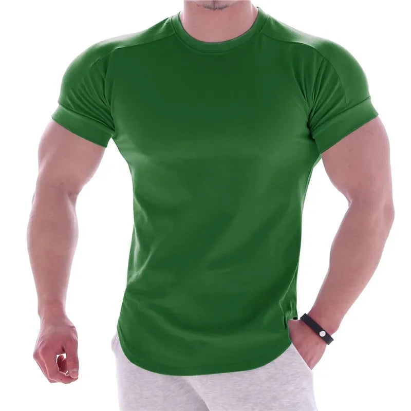 T-shirts  Men Gyms Short sleeve Fitness T-shirt Male quick-dry Workout Outdoor tight Tees Tops Men sportswear