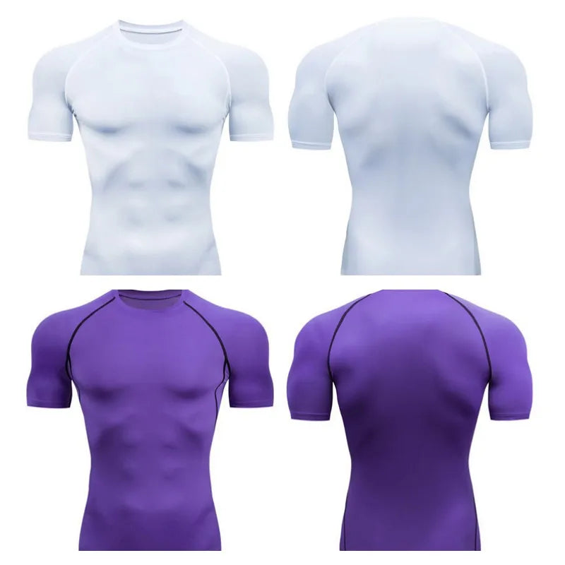 T Shirt Fitness Tight Short Sleeve Tshirt Training Jogging Shirts Gym Sportswear Quick Dry Rashgard