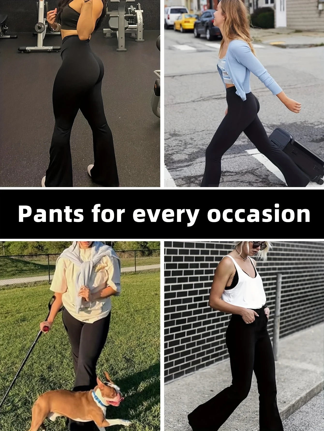 Leggings Women's spring and summer high waisted tight fitting flared pants, slim leg long black pants, thin wide leg pants for slim women