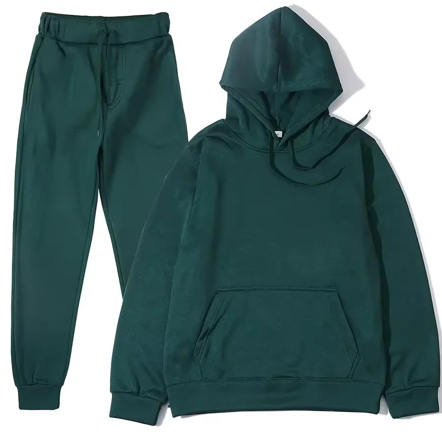Trend Casual Fashion Thickened Long-sleeved Sweater Pants Two-piece Cap Suit Men Women