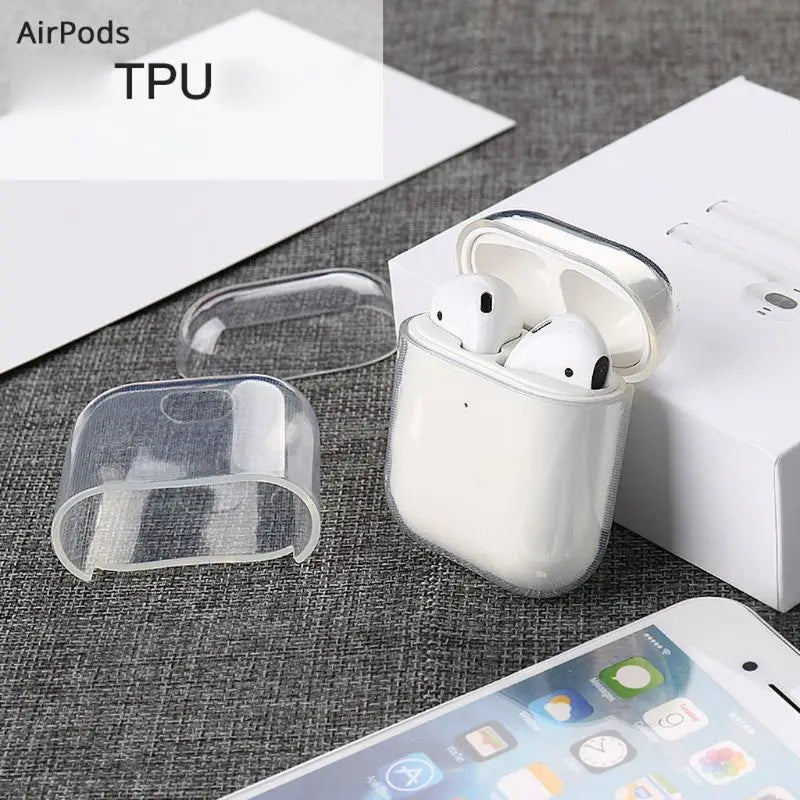 Soft TPU Transparent Cover Earphone Protective Case Clear Skin For AirPods 1 2