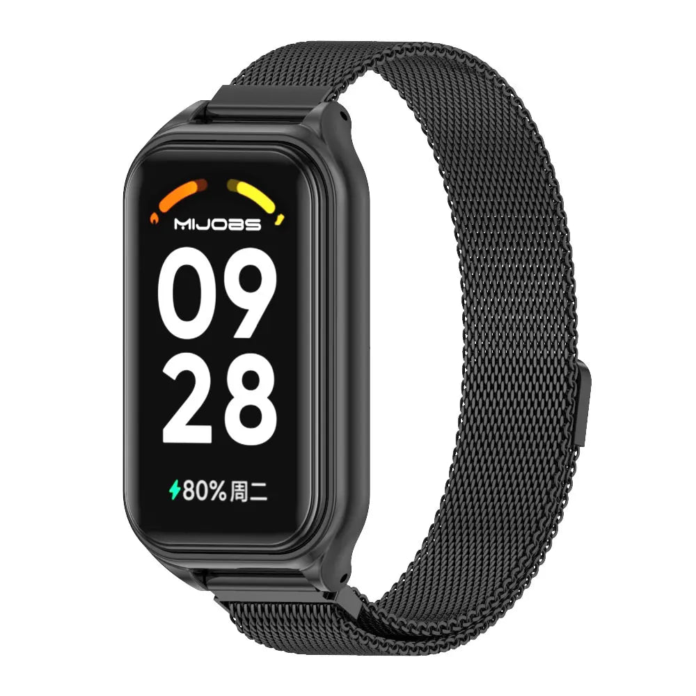 Strap For Xiaomi Mi Band 8 9 Active Bracelet for Xiaomi Smart Band 8 Active Stainless Steel Metal Watchband Mi Band 8 Active