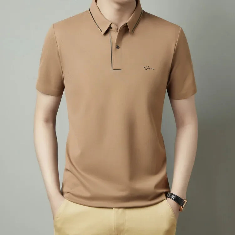 Polo Shirt Seamless Premium Luxury Cool Fabric Business Casual Golf Slim Fit Blouse Collar T-shirt