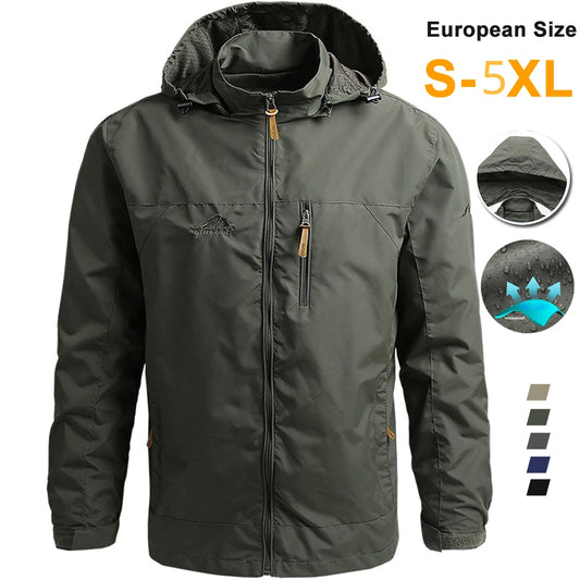 JUMPER Windbreaker Men Tactical Jacket Waterproof Outdoor Hooded Coat Sports Military European Size S-5XL Field Climbing Thin Outwear