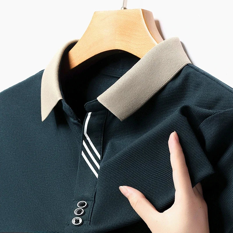Polo Men's Solid Color Casual Fashion Short Sleeve Polo Shirt Summer Comfortable Top for Business And Leisure