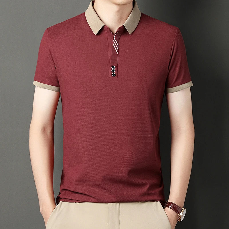 Polo Men's Solid Color Casual Fashion Short Sleeve Polo Shirt Summer Comfortable Top for Business And Leisure