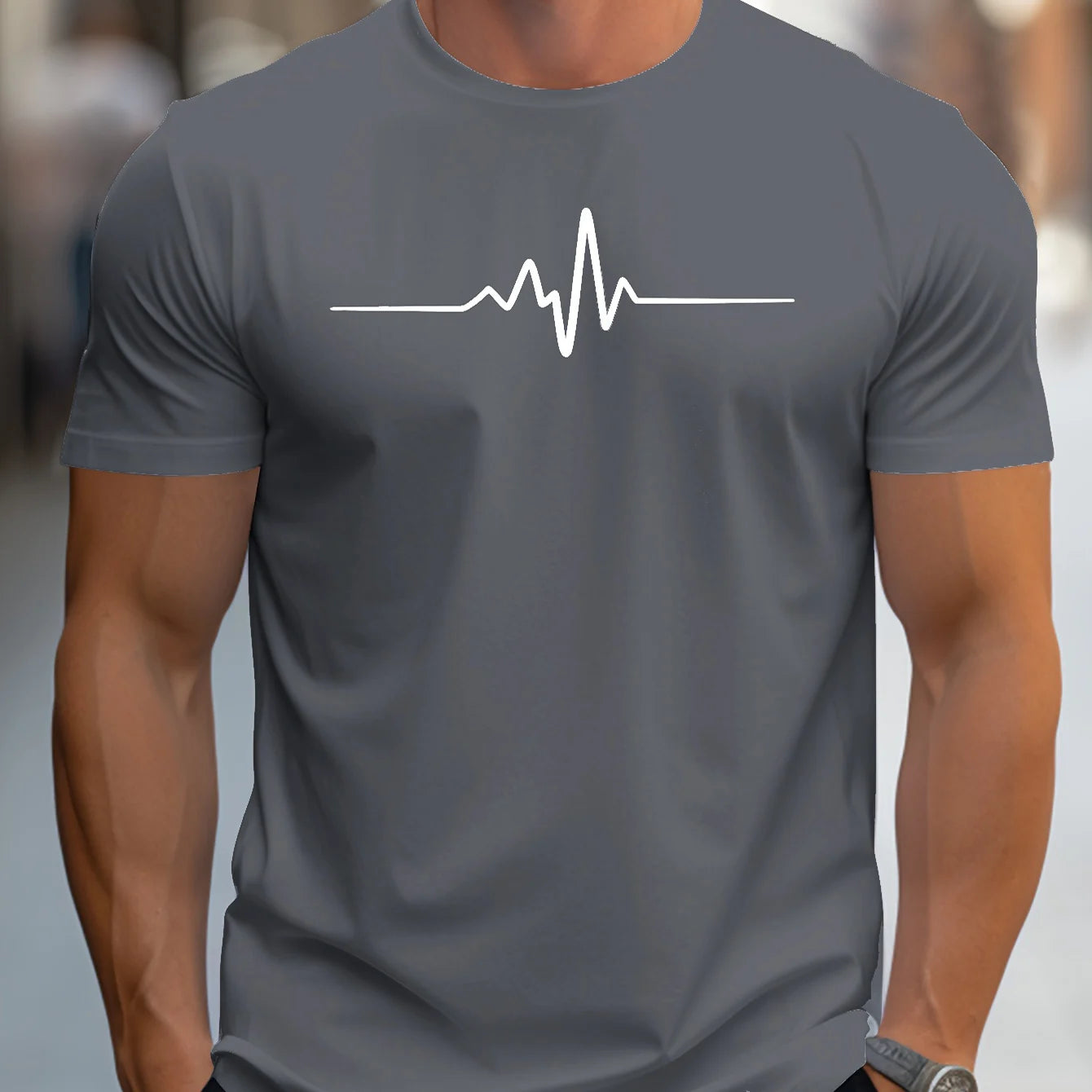 Men Short Sleeve cotton summer loose size Creative Graphic printed slim fit casual sports round neck short sleeved T-shirt top