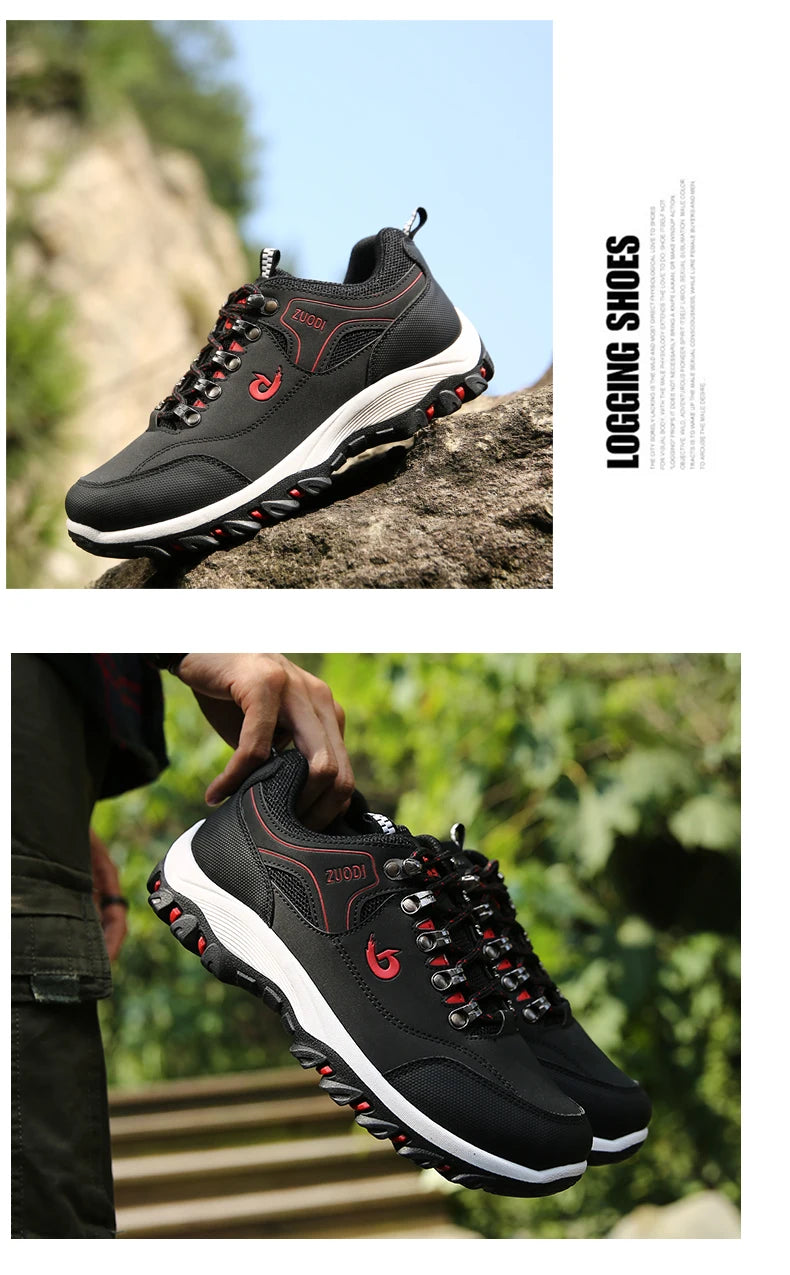 Sneakers Men's Waterproof Hiking Shoes, Outdoor PU Leather Sports Shoes, Wear-Resistant,  Walking, Tactical