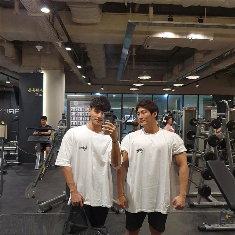 T-shirts Collar  sports  Oversize Cotton Summer Tee Training running shirt Man Streetwear Half Sleeve men T-shirt