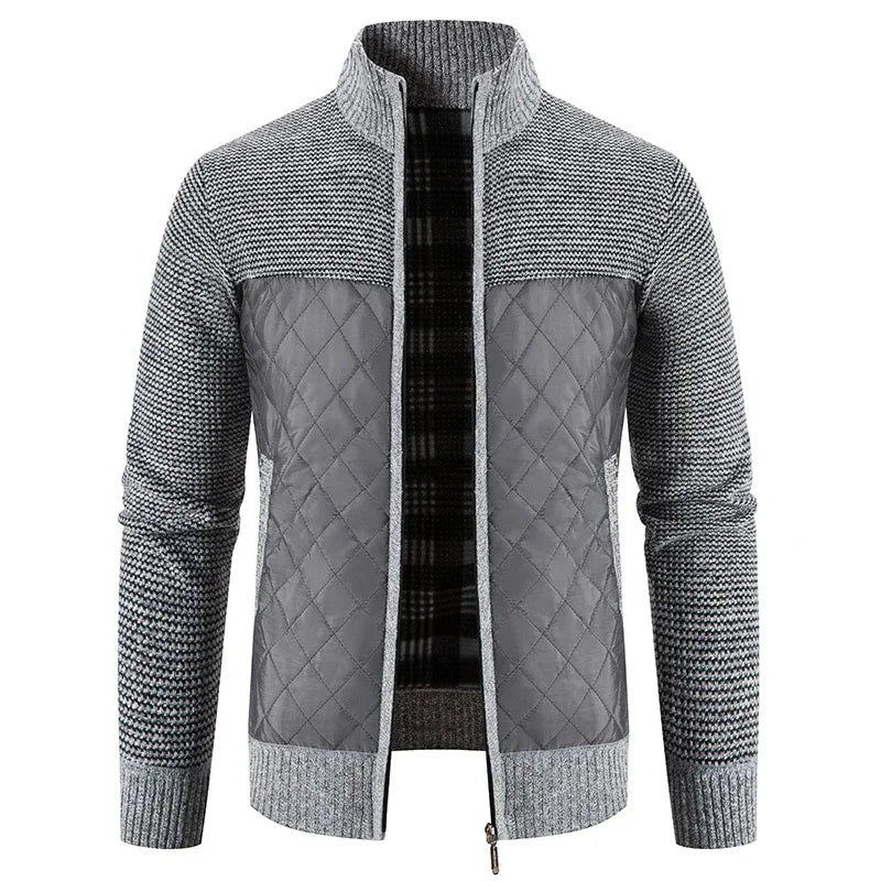 Sweater Jacket Fashion Winter Coat Fleece Hoodies High Quality Luxury Checkered Hooded Knit Cardigan Male Outer Wear