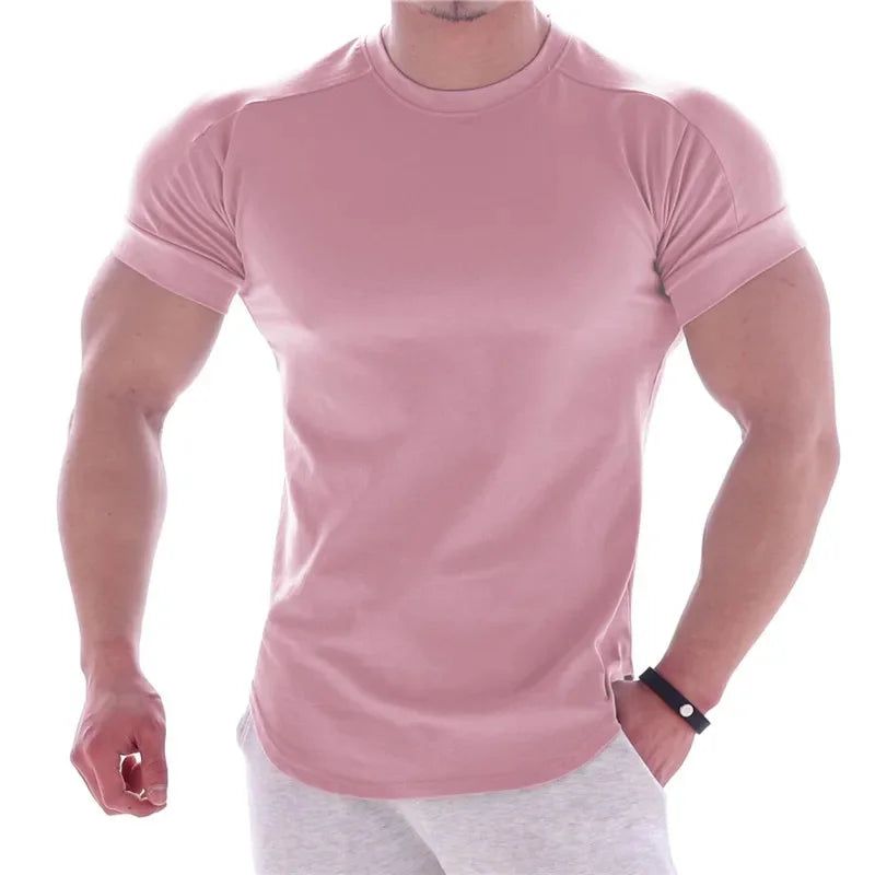 T-shirts  Men Gyms Short sleeve Fitness T-shirt Male quick-dry Workout Outdoor tight Tees Tops Men sportswear