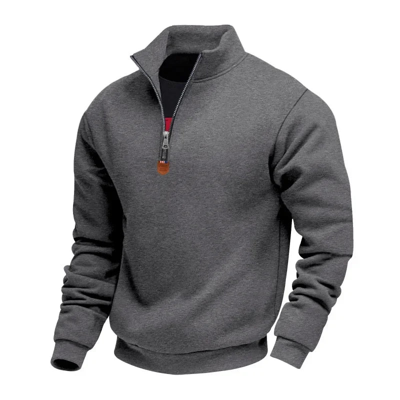 American Autumn Winter Heavy Fleece Long-sleeved Men's Sweatshirt Half Zipper Loose Stand-up Collar Pullover Men's Sweatshirt
