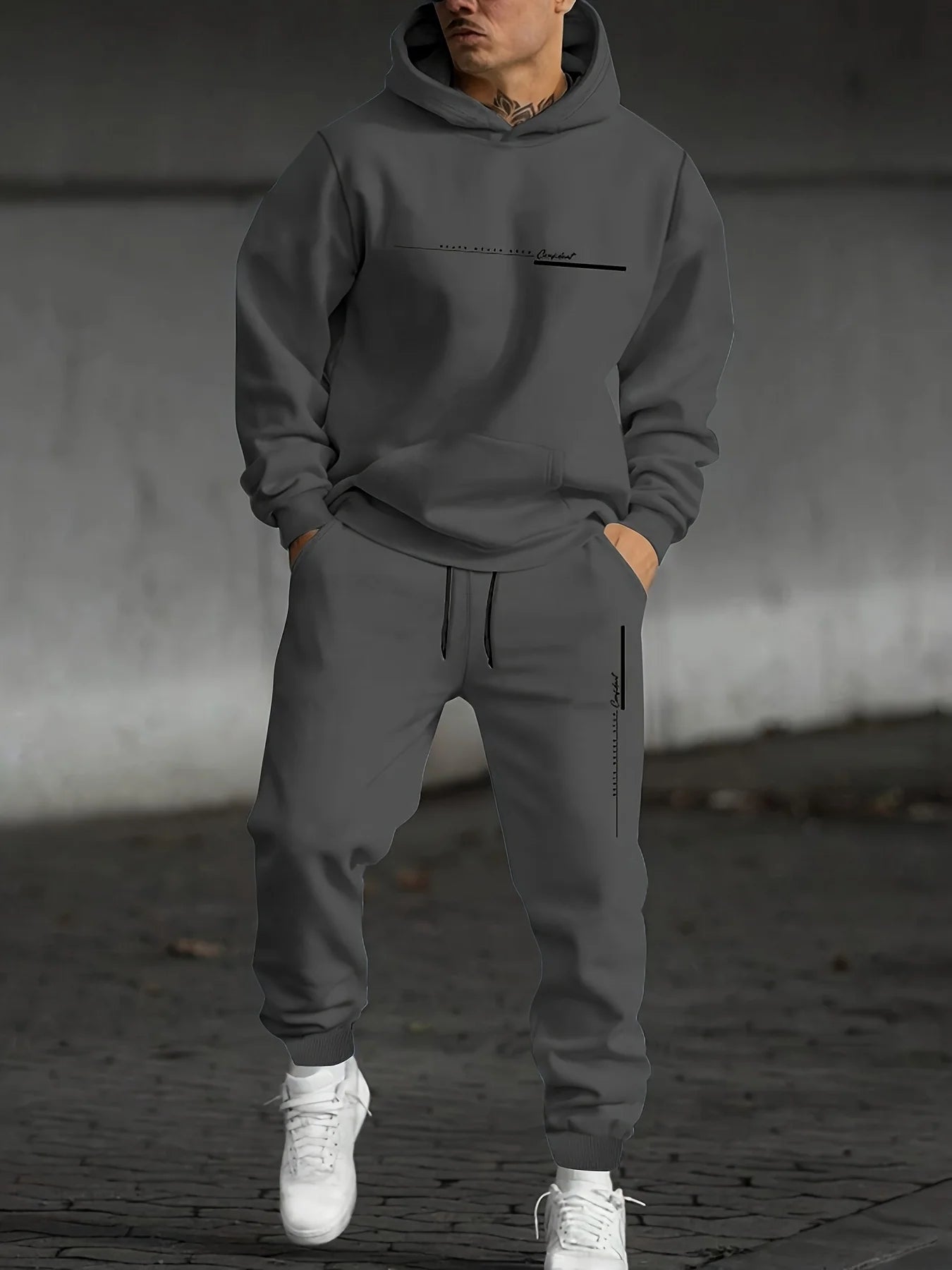 Men's Fall Printed Hoodie and Jogger Set - Perfect for School Start Season men clothes tracksuit mens clothes funny suit
