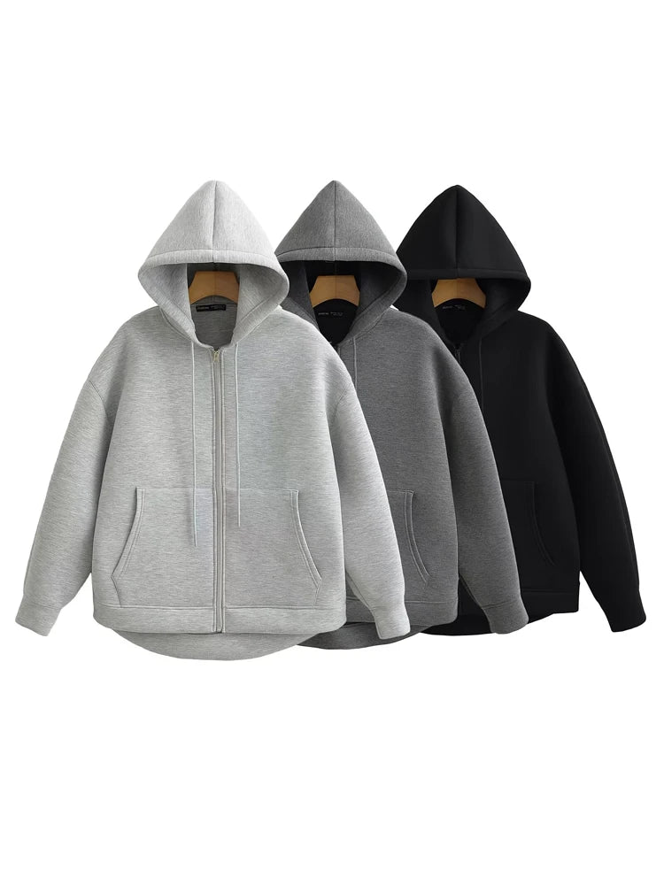 Hoodies Women  Zip up  Autumn Hooded Sweatshirt Woman Long Sleeve Oversized Women's Sweatshirts Zip Hoodie Women Jackets