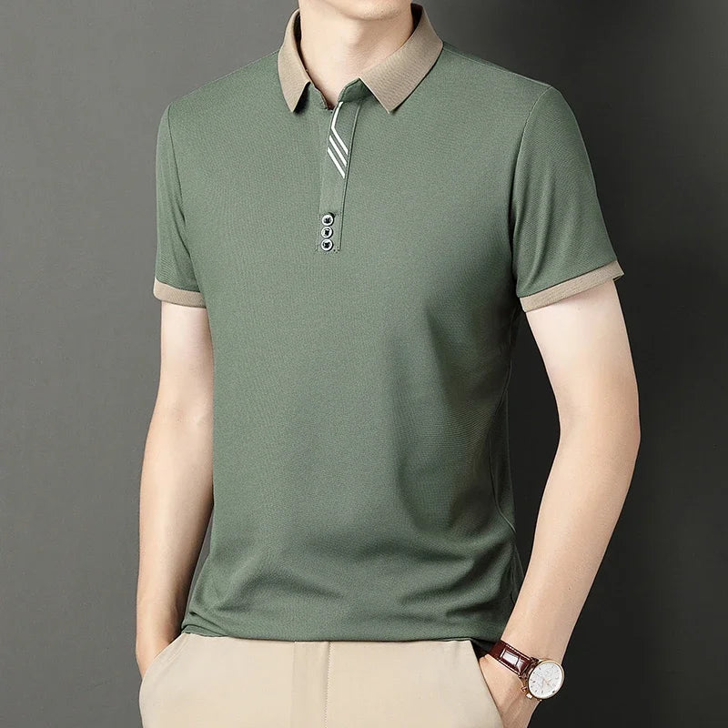 Polo Men's Solid Color Casual Fashion Short Sleeve Polo Shirt Summer Comfortable Top for Business And Leisure