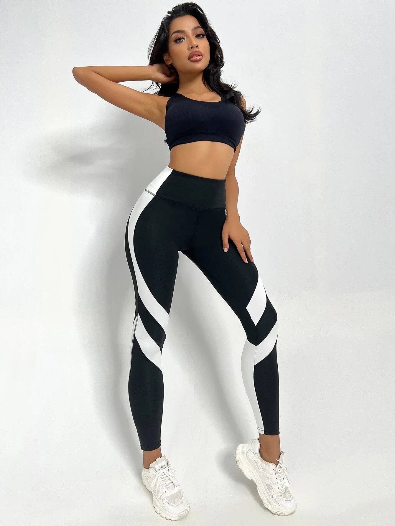 Leggings Two Tone Yoga Leggings Tummy Control Sports Tights