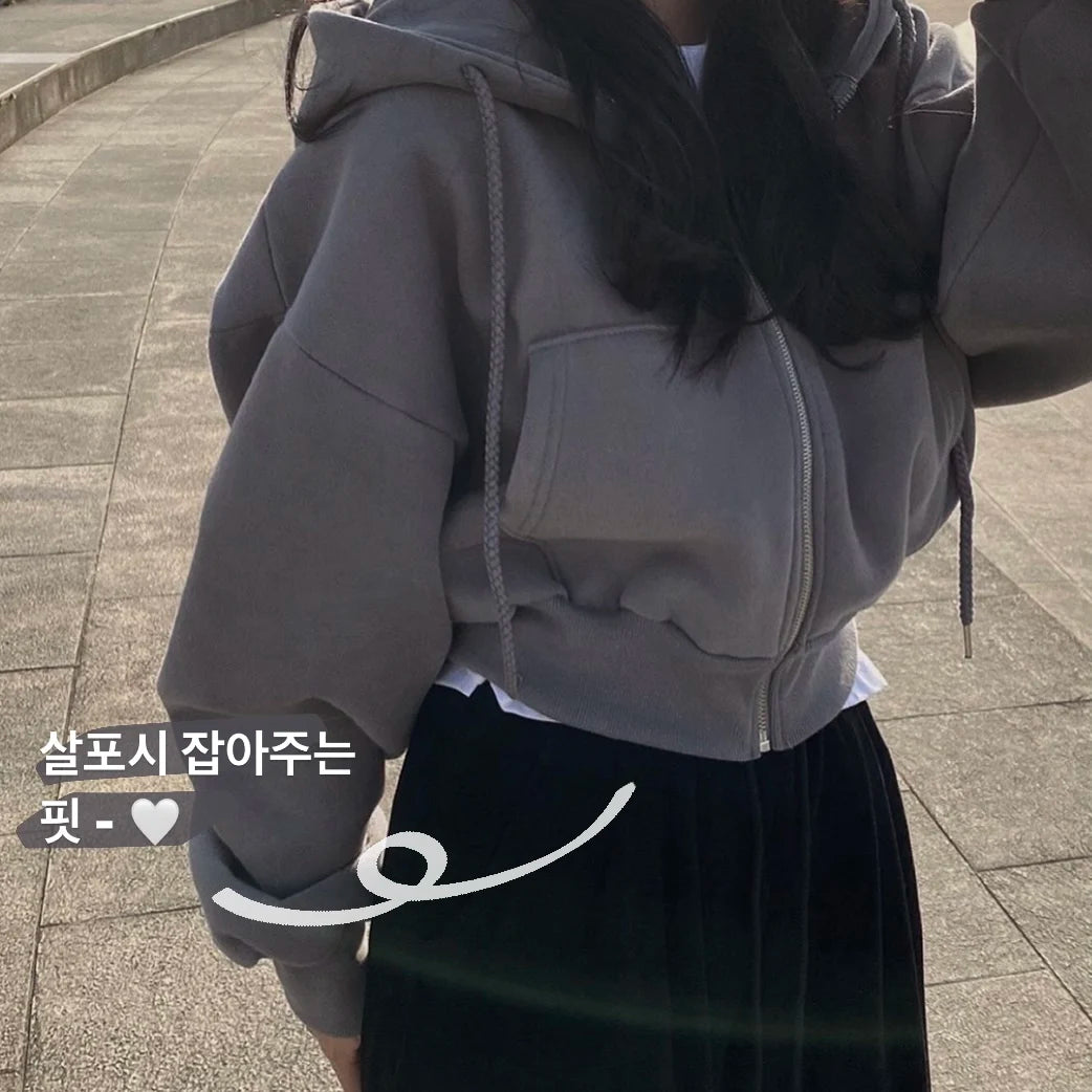 Hoodies Women ,Casual Hood Sweatshirt Women Y2K Zip Up Hoodies Solid Harajuku Long Sleeve Shirt Oversized Crop Tops Female Loose Jackets Coat