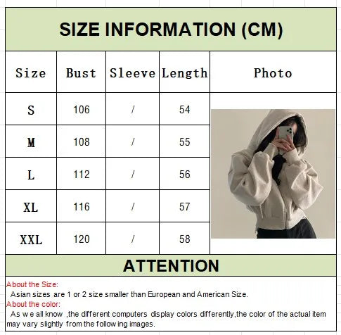 Hoodies Women Casual Streetwear Zip Up Sweatshirts Long Sleeve Jackets Harajuku Y2K Crop Tops Hood Shirt